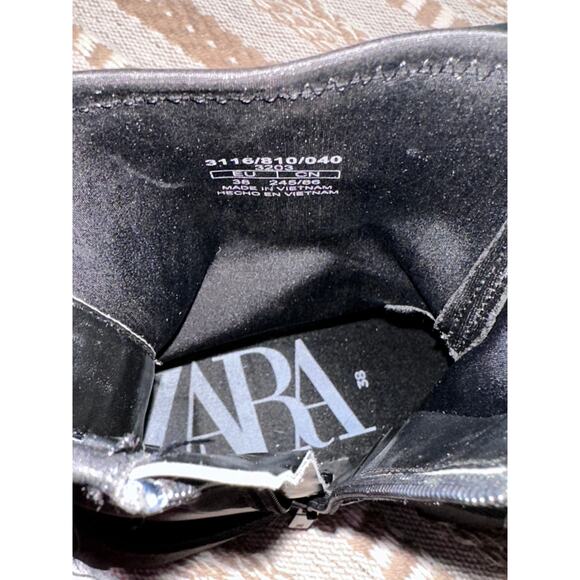 Zara Lug Moto Combat Black Ankle Boots with Chunky Sole - Picture 6 of 7